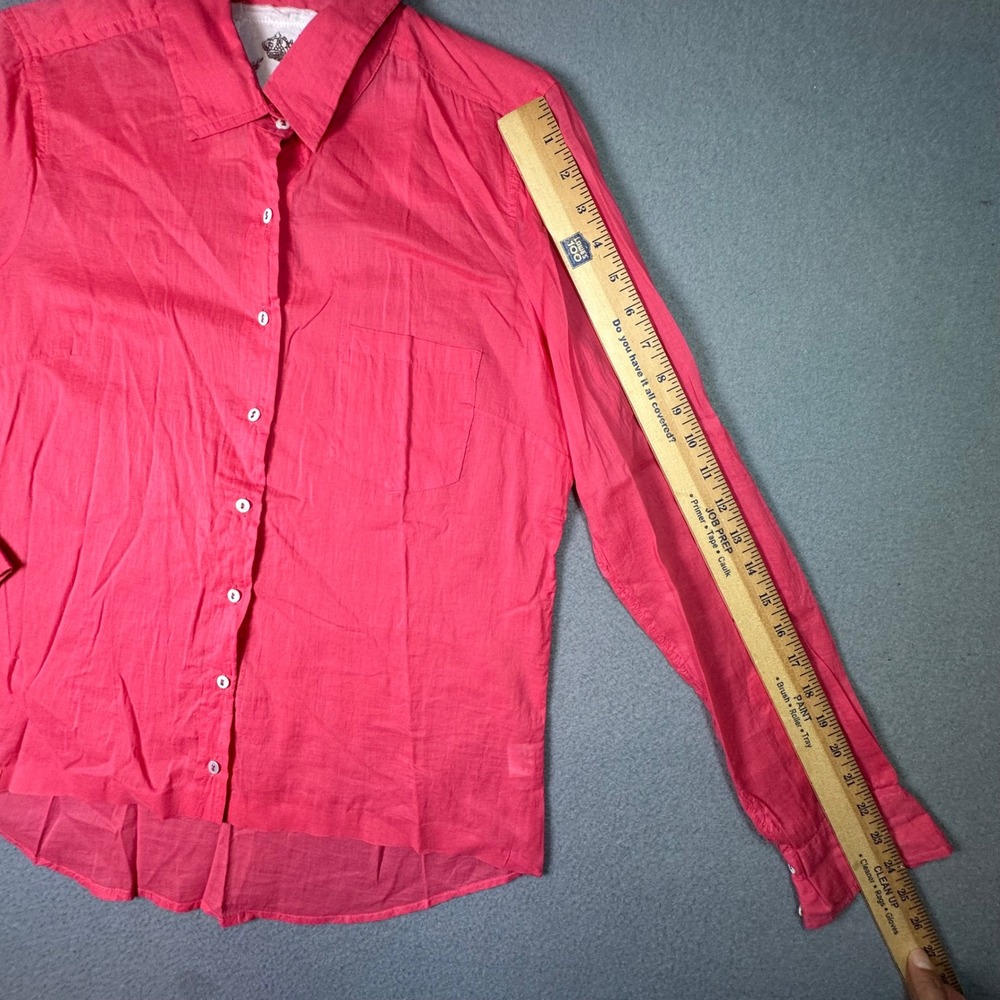 Shirts by Cine Cotton Button Down Shirt Roll Tab Sleeve Small Coral Pink Office - Picture 6 of 10